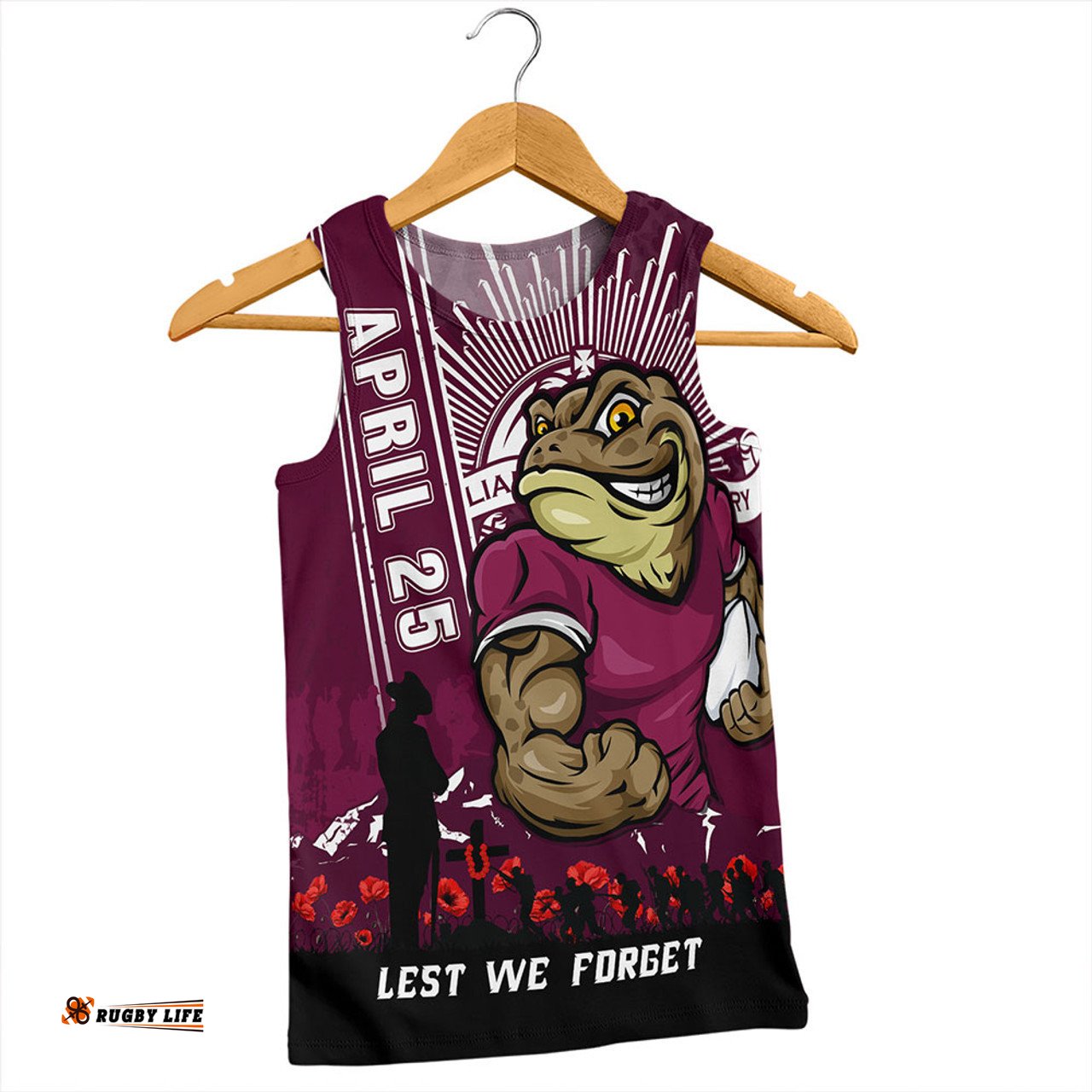 Amazing Aussie Queensland Maroons Anzac Day Lest We Forget Strong Fighting Spirit Men Tank Top