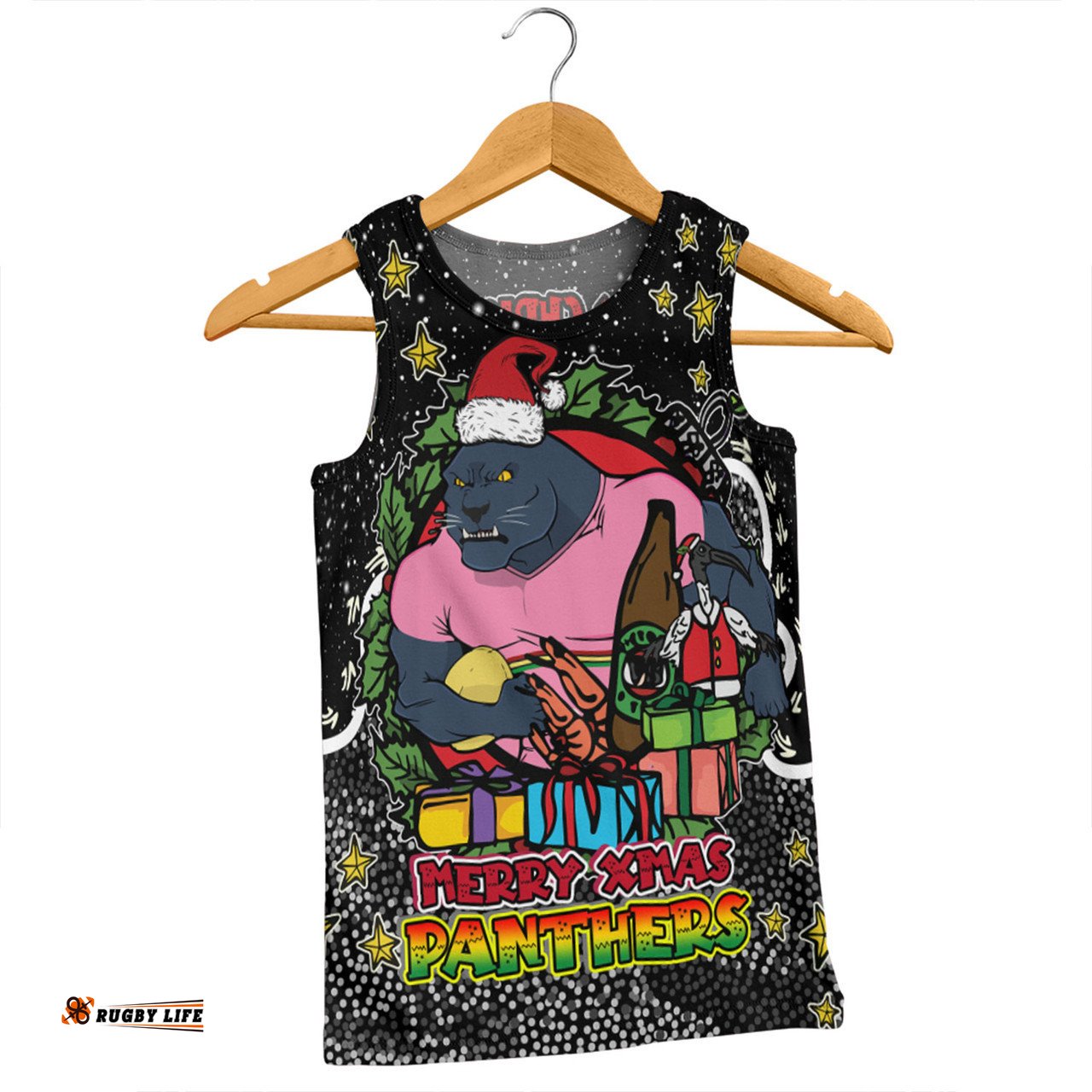 Amazing Aussie Penrith Panthers Christmas Custom Merry Christmas Our Beloved Team With Aboriginal Dot Art Pattern Men Tank Top