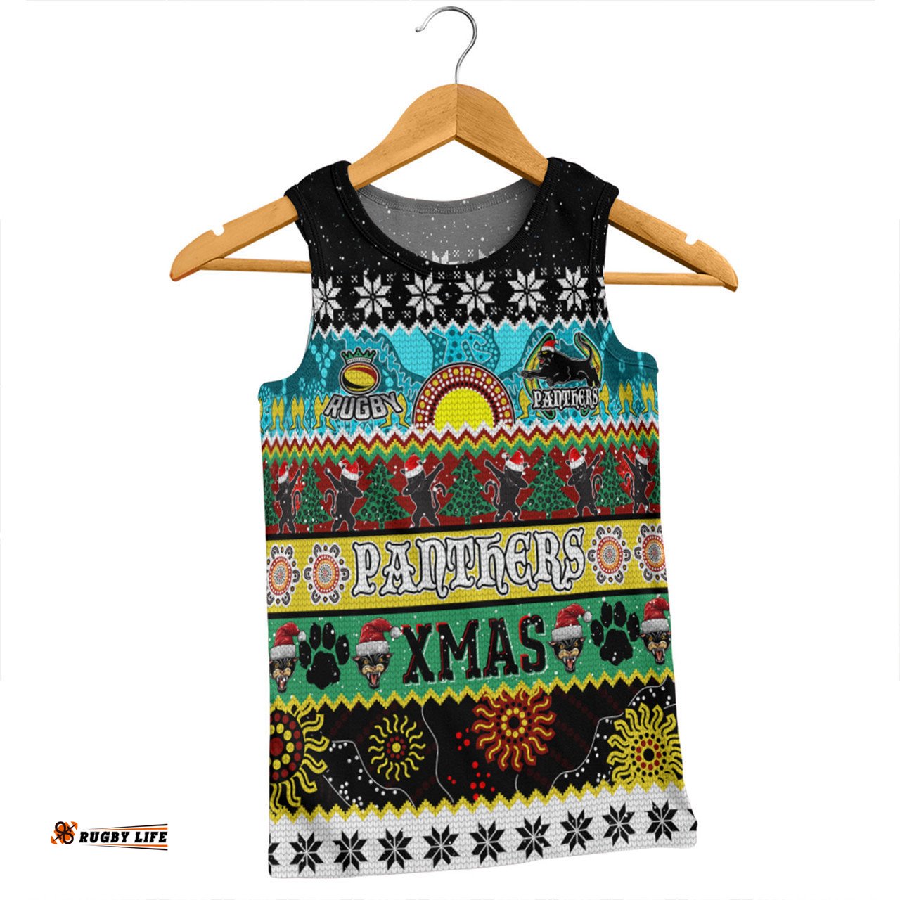 Amazing Aussie Penrith Panthers Christmas Aboriginal Custom Indigenous Knitted Ugly Xmas Style Men Tank Top