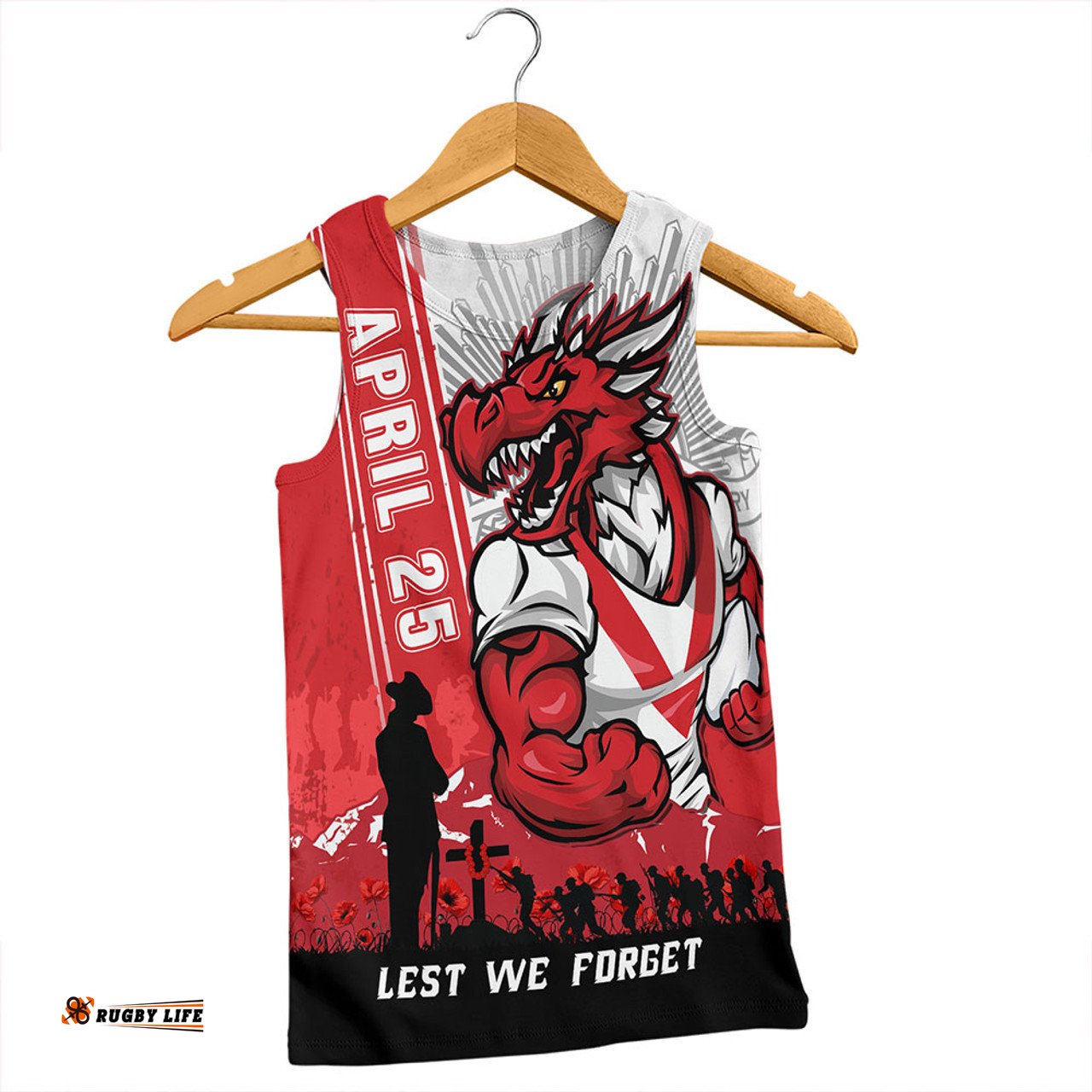Amazing Aussie St. George Illawarra Dragons Anzac Day Lest We Forget Strong Fighting Spirit Men Tank Top