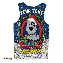 Amazing Aussie North Queensland Cowboys Christmas Custom Merry Christmas Our Beloved Team With Aboriginal Dot Art Pattern Men Tank Top