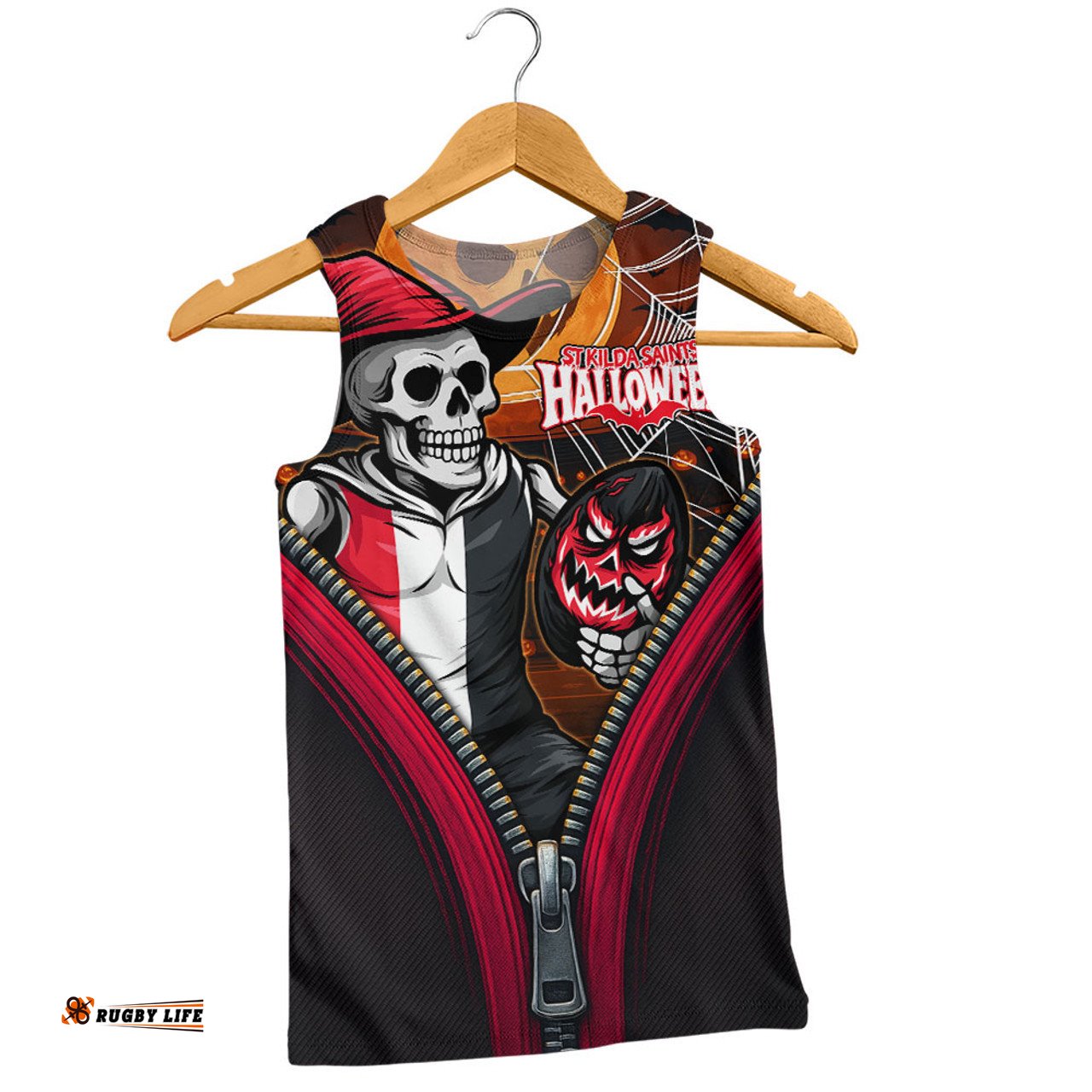 Amazing Aussie St Kilda Halloween Night Reaper Zipper Men Tank Top