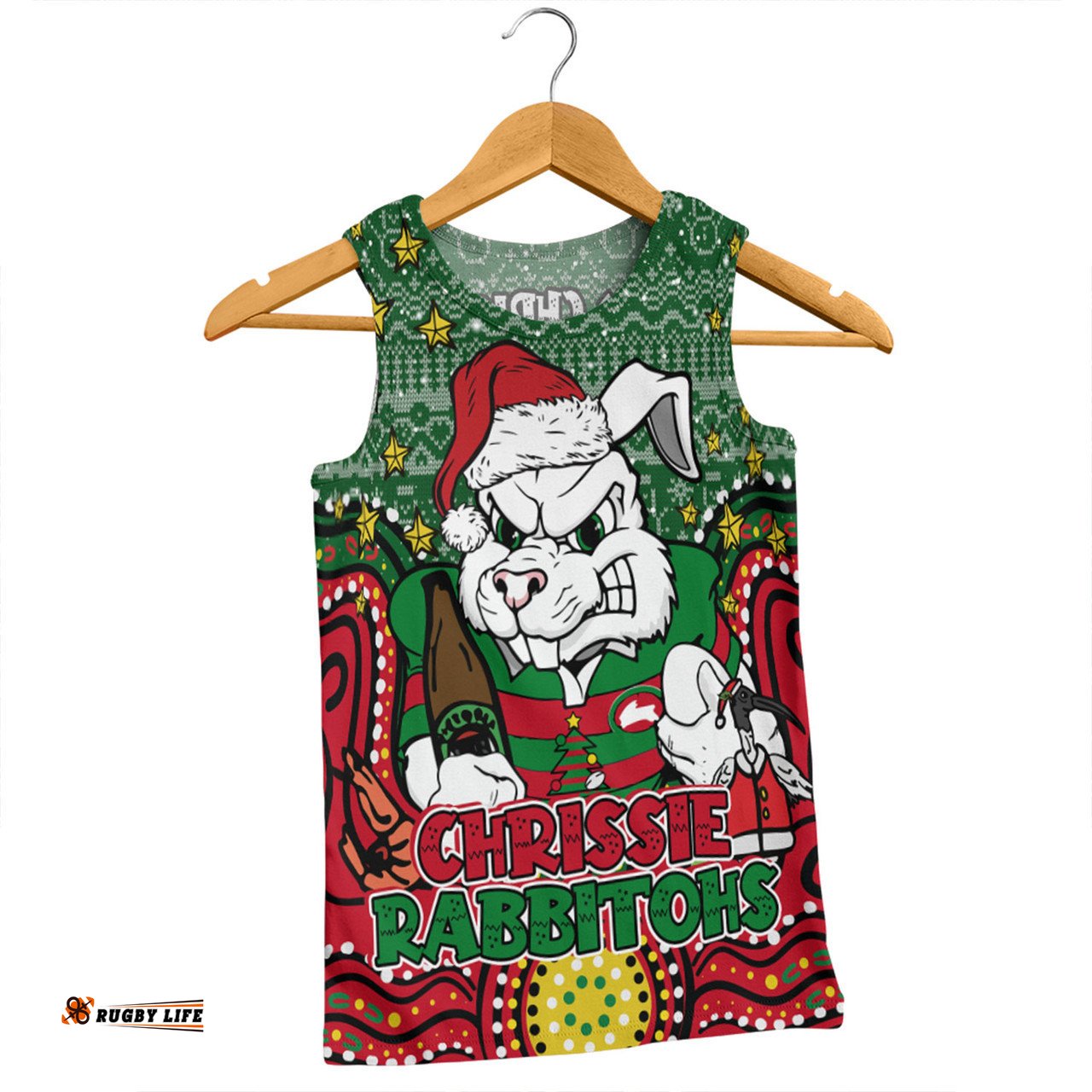Amazing Aussie South Sydney Rabbitohs Custom Christmas Knit Patterns Vintage Jersey Ugly Men Tank Top