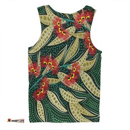Amazing Aussie Australia Flowers Aboriginal Aboriginal Dot Art of Australian Native Eucalyptus Plant Men Tank Top