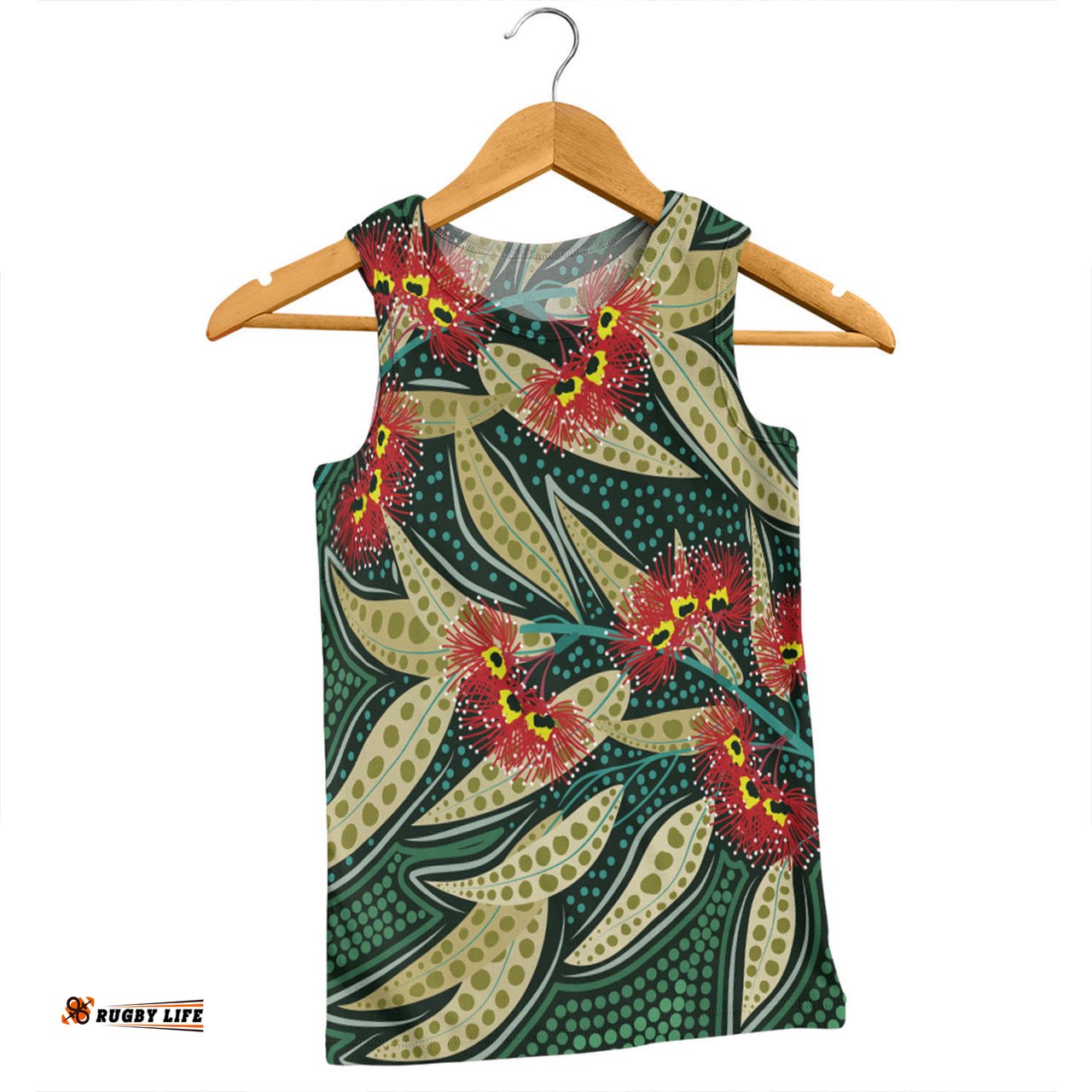 Amazing Aussie Australia Flowers Aboriginal Aboriginal Dot Art of Australian Native Eucalyptus Plant Men Tank Top