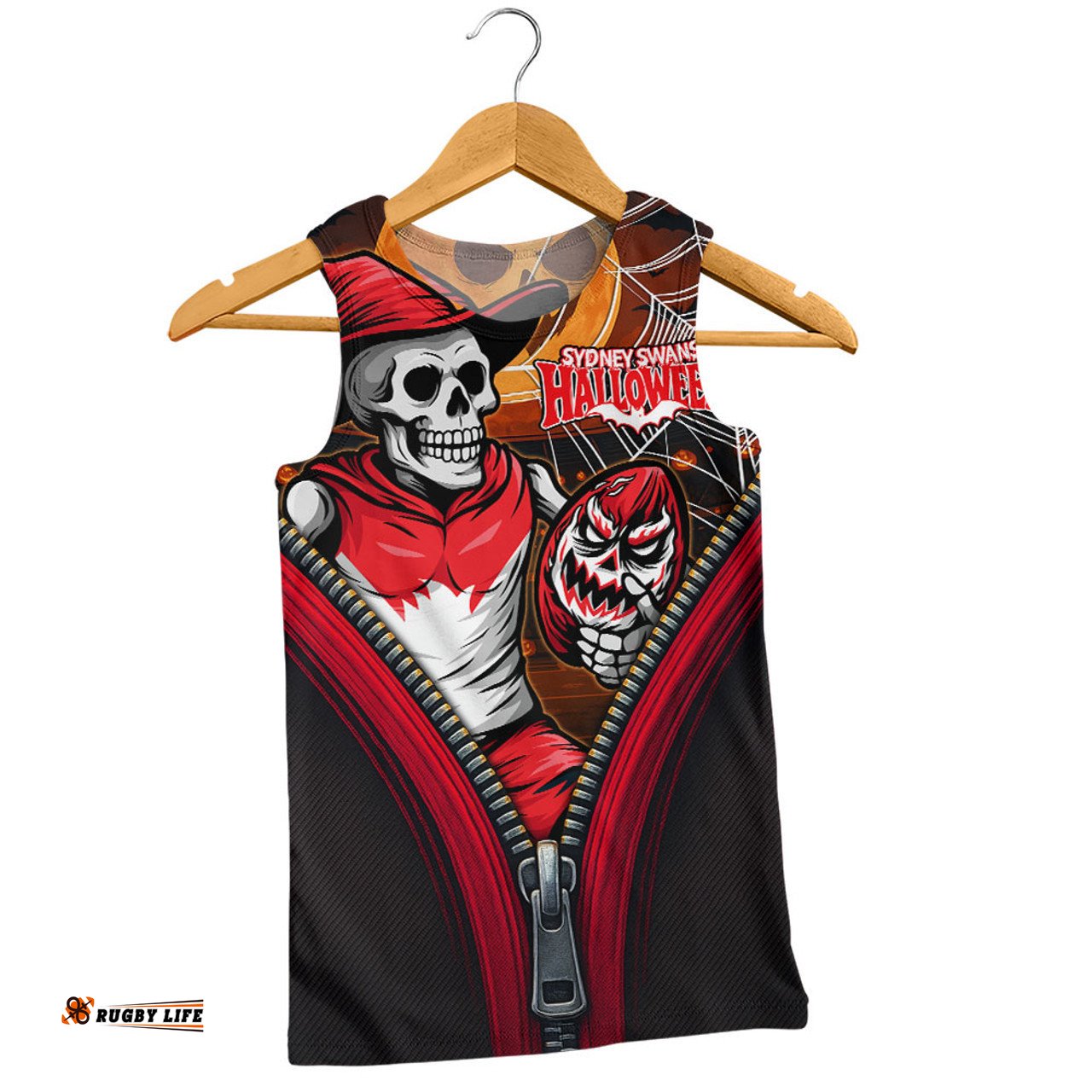 Amazing Aussie Sydney Swans Halloween Night Reaper Zipper Men Tank Top