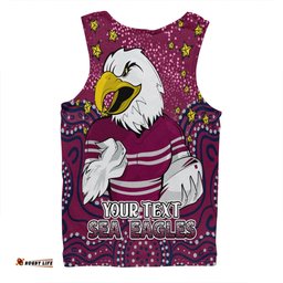 Amazing Aussie Manly Warringah Sea Eagles Custom Custom With Aboriginal Inspired Style Of Dot Painting Patterns Men Tank Top