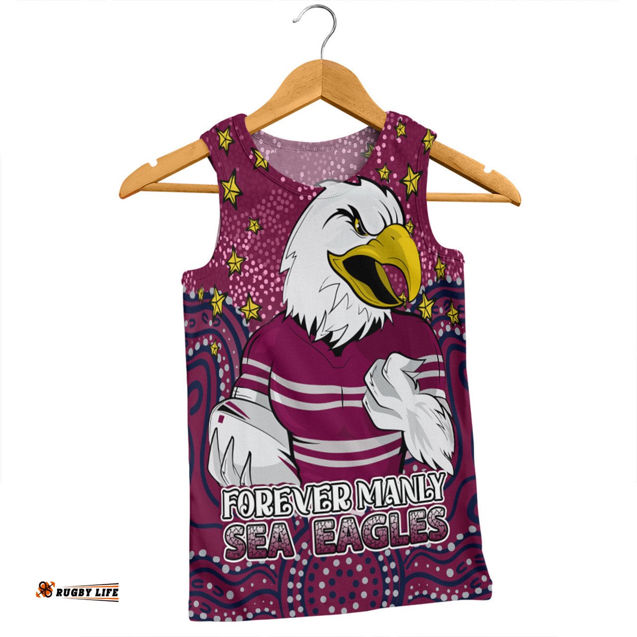 Amazing Aussie Manly Warringah Sea Eagles Custom Custom With Aboriginal Inspired Style Of Dot Painting Patterns Men Tank Top