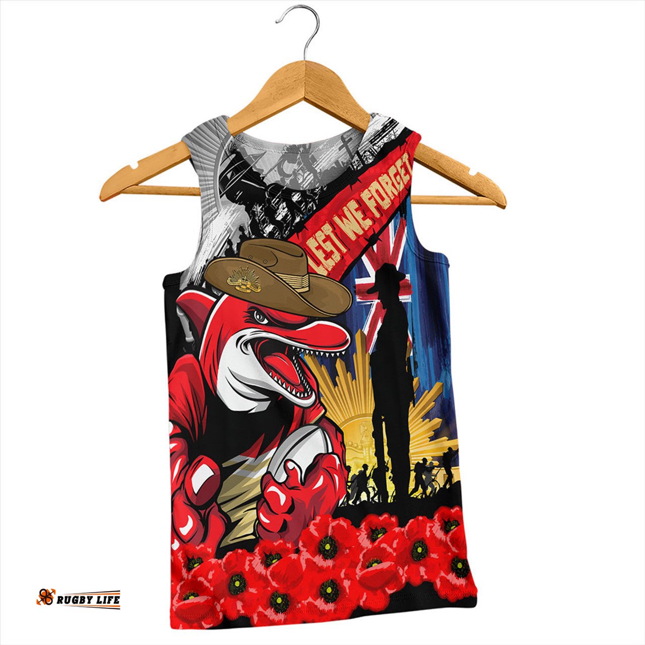 Amazing Aussie Redcliffe Dolphins United In Spirit Anzac Day Tribute Men Tank Top