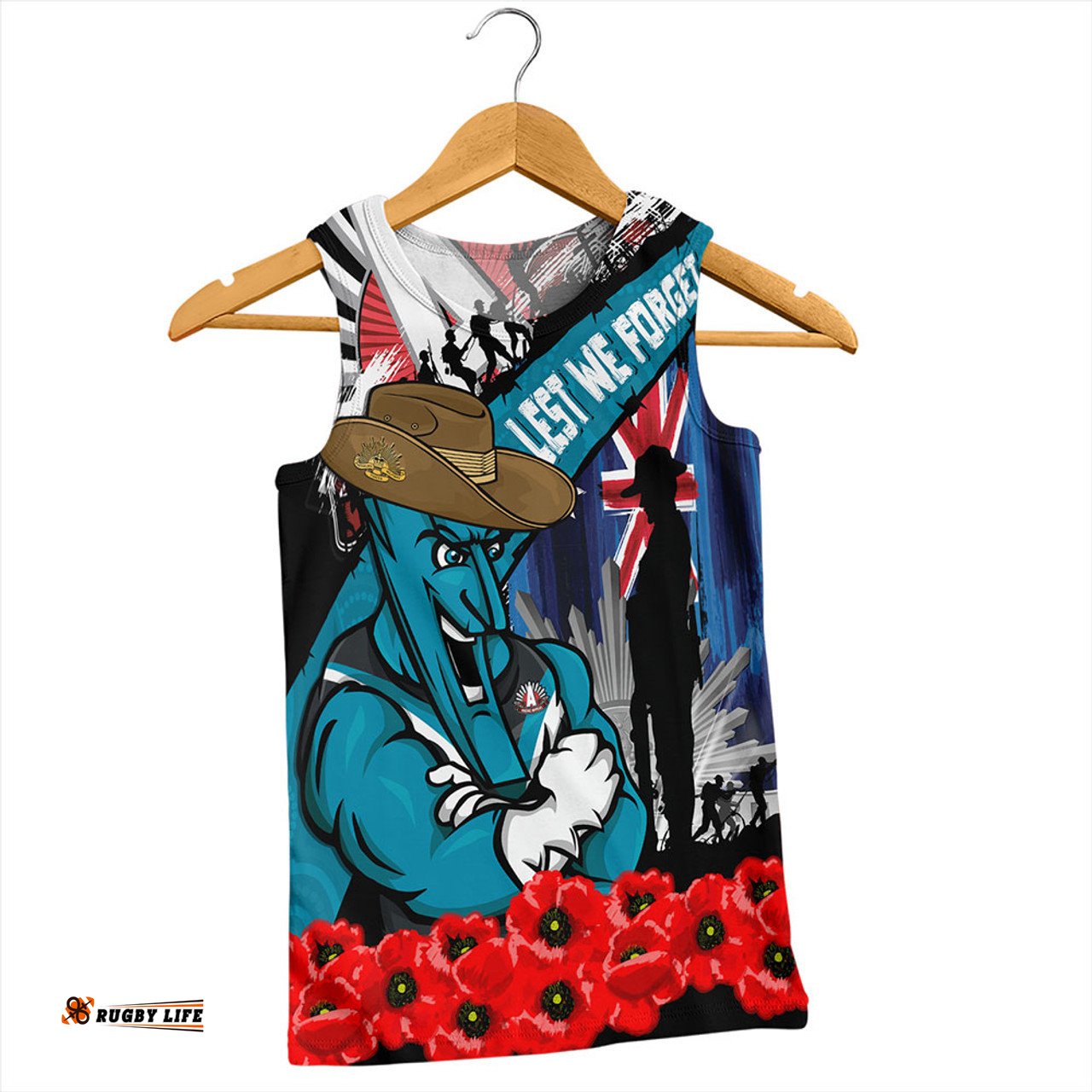 Amazing Aussie Port Adelaide Anzac Day Honor United In Spirit Men Tank Top