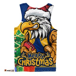 Amazing Aussie West Coast Eagles Santa Scoring Touchdown On Christmas Game Day Men Tank Top