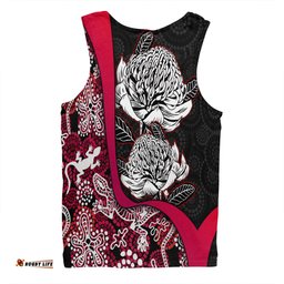 Australia  Warratah Goanna Aboriginal Men Singlet - Waratah Flowers With Red Lizards, Stones, Sand Dot Art Painting Inspired Men Singlet