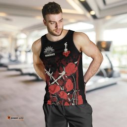 Anzac Men's Tank Top - Anzac with Remembrance Poppy Flower Ver2