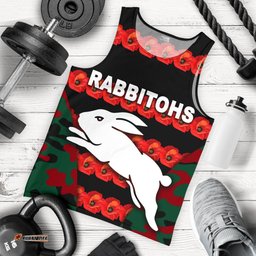 South Sydney Rabbitohs Men's Tank Top Anzac Day Poppy Flower Vibes