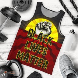 Men's Tank Top, Aboriginal Black Lives Matter Sun Dot Painting