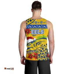Parramatta Eels Christmas Men Tank Top - Parramatta Eels Aboriginal and Poinsettia Xmas Men Tank Top
