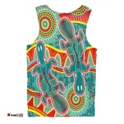 Australia Platypus Aboriginal Men Singlet - Green Platypus With Aboriginal Art Dot Painting Patterns Inspired Men Singlet