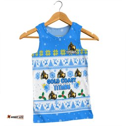 Gold Coast Titans Christmas Custom Men Singlet - Special Ugly Christmas Men Singlet