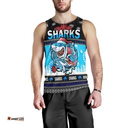 Cronulla-Sutherland Sharks Christmas Men Tank Top - Cronulla-Sutherland Sharks Ugly Christmas And Aboriginal Patterns Men Tank Top