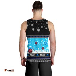 Cronulla-Sutherland Sharks Christmas Men Tank Top - Cronulla-Sutherland Sharks Ugly Christmas And Aboriginal Patterns Men Tank Top