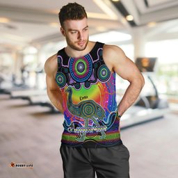 Personalised Australia Aquarius Emu Zodiac Men Tank Top Auz Astrology Aboriginal - Rainbow