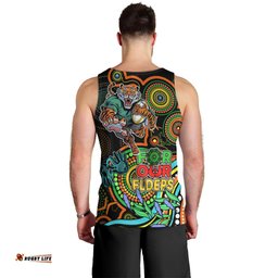 Tigers Rugby Aboriginal Art Men Tank Top NAIDOC Indigenous Tribal