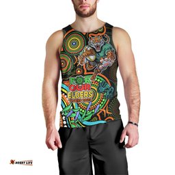 Tigers Rugby Aboriginal Art Men Tank Top NAIDOC Indigenous Tribal
