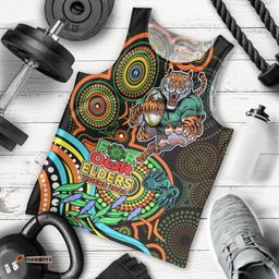 Tigers Rugby Aboriginal Art Men Tank Top NAIDOC Indigenous Tribal