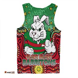 South Sydney Rabbitohs Men Singlet - Custom With Aboriginal Inspired Style Of Dot Painting Patterns  Men Singlet