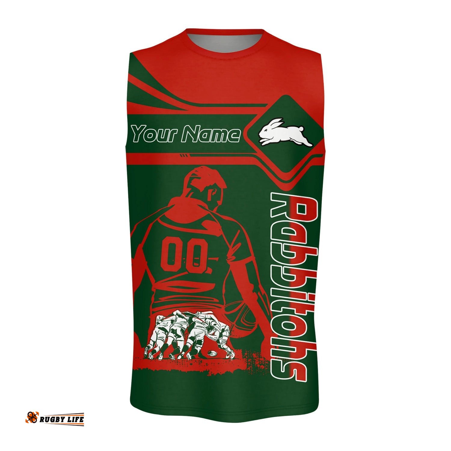 South Sydney Rabbitohs Oneck Tank Top Personalized Pentagon Style- NRL
