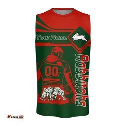 South Sydney Rabbitohs Oneck Tank Top Personalized Pentagon Style- NRL