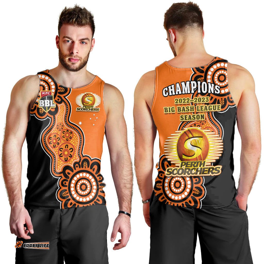 Perth Scorchers Cricket Men Tank Top Champions BBL Indigenous Art Ver.03