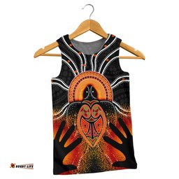 Australia Aboriginal Inspired Men Tank Top - Indigenous Turtle Hand Art Black