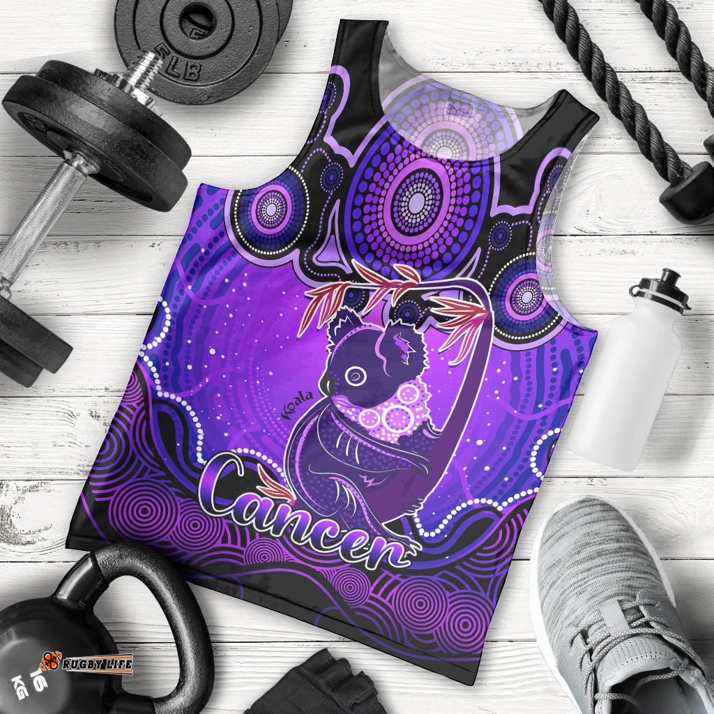 Personalised Australia Cancer Koala Zodiac Men Tank Top Auz Astrology Aboriginal - Purple
