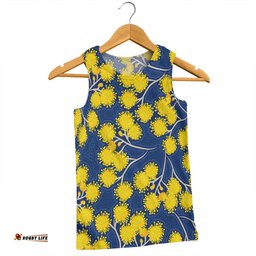 Australia Flowers Aboriginal Men Singlet - Yellow Wattle Flowers With Aboriginal Dot Art Men Singlet
