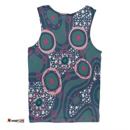 Australia Aboriginal Men Singlet - Green Aboriginal Dot Art Inspired Men Singlet