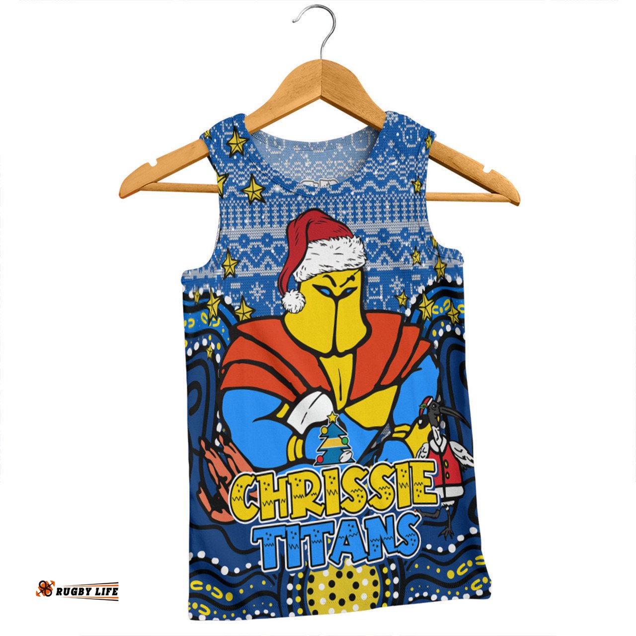 Gold Coast Titans Christmas Custom Men Singlet - Christmas Knit Patterns Vintage Jersey Ugly Men Singlet