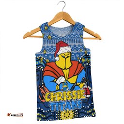 Gold Coast Titans Christmas Custom Men Singlet - Christmas Knit Patterns Vintage Jersey Ugly Men Singlet