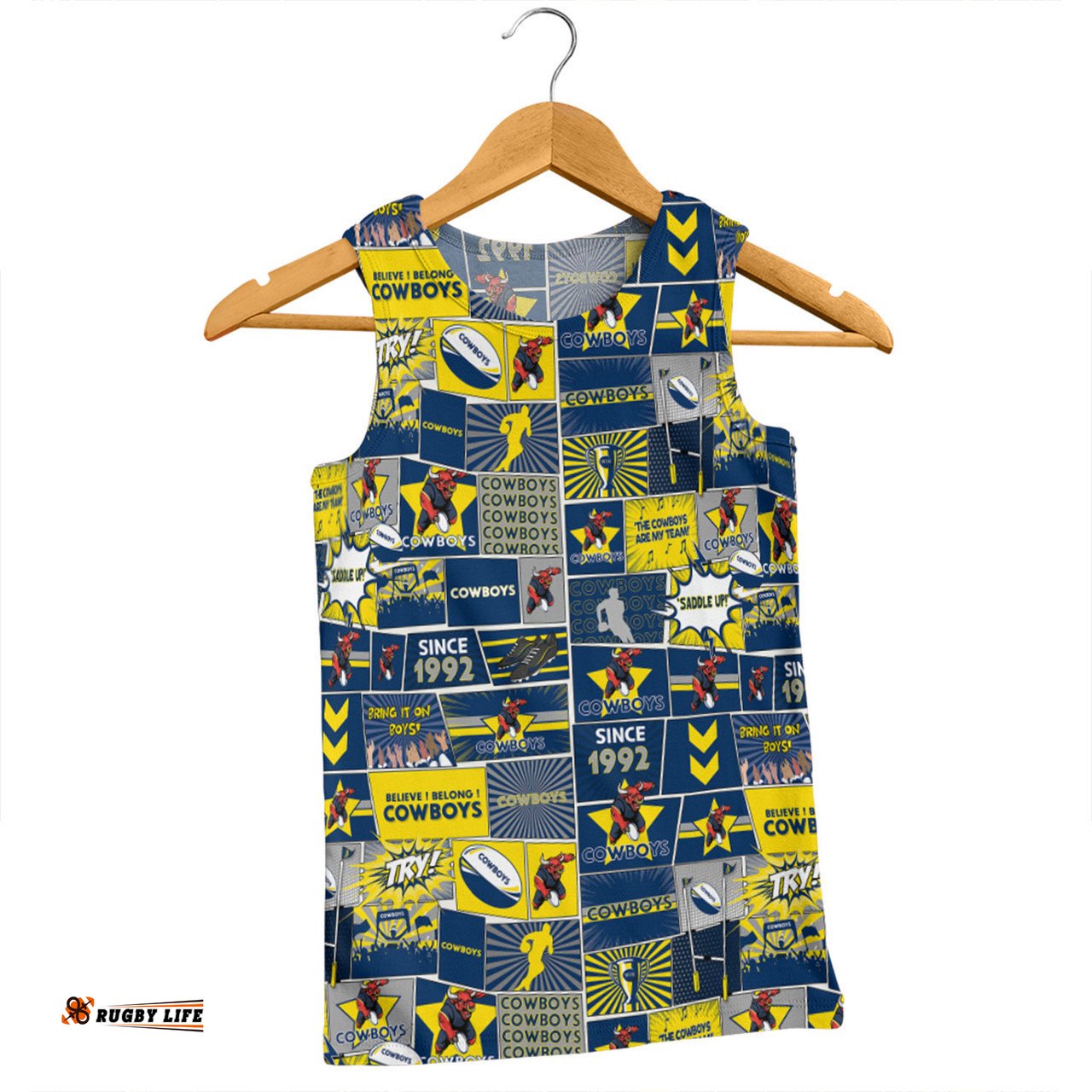 North Queensland Cowboys Men Singlet - Team Of Us Die Hard Fan Supporters Comic Style Men Singlet