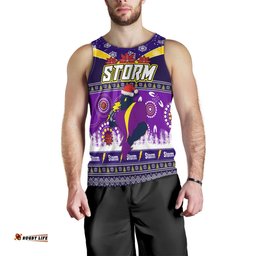 Melbourne Storm Christmas Men Tank Top - Melbourne Storm Ugly Christmas And Aboriginal Patterns Men Tank Top