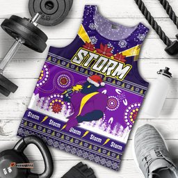 Melbourne Storm Christmas Men Tank Top - Melbourne Storm Ugly Christmas And Aboriginal Patterns Men Tank Top