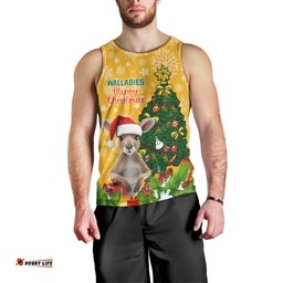 Personalised Wallabies Rugby Christmas Men Tank Top Merry Xmas With Australian Kangaroo