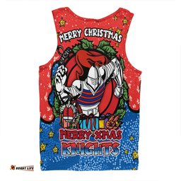 Newcastle Knights Christmas Custom Men Singlet - Merry Christmas Our Beloved Team With Aboriginal Dot Art Pattern Men Singlet