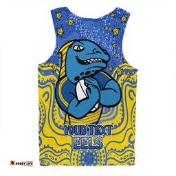 Parramatta Eels Custom Men Singlet - Custom With Aboriginal Inspired Style Of Dot Painting Patterns  Men Singlet