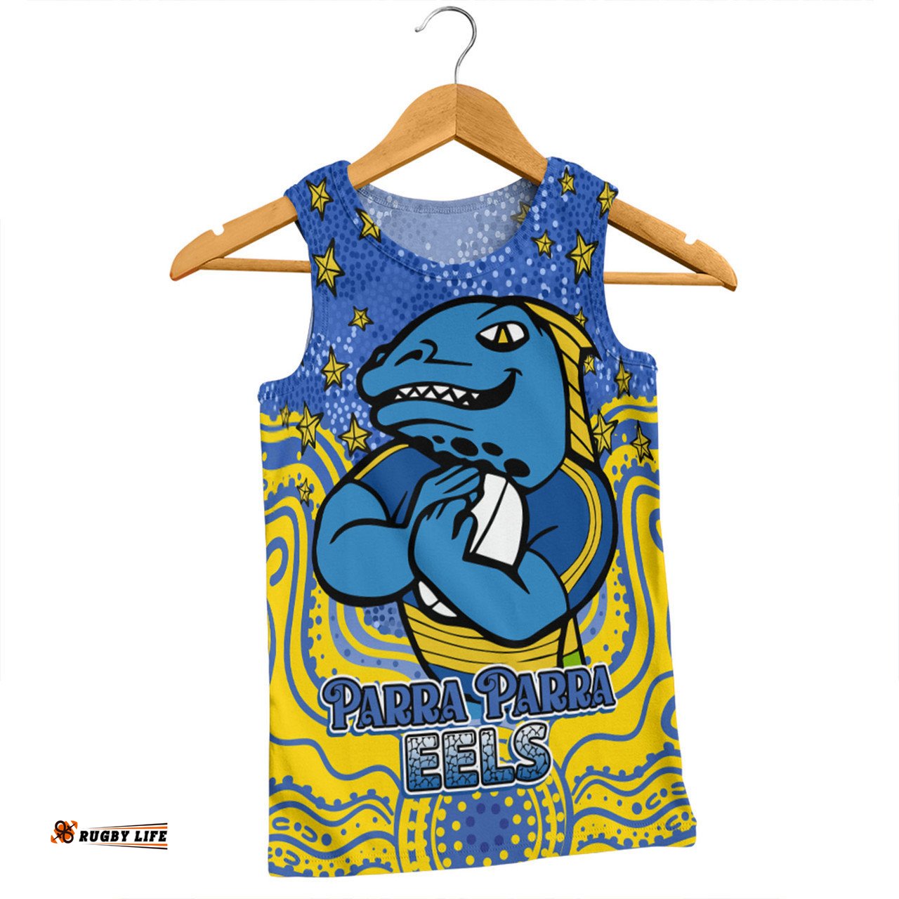 Parramatta Eels Custom Men Singlet - Custom With Aboriginal Inspired Style Of Dot Painting Patterns  Men Singlet