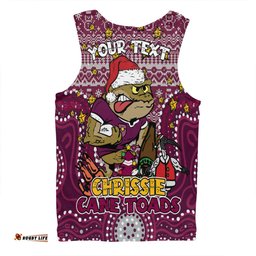 Queensland Cane Toads Christmas Custom Men Singlet - Christmas Knit Patterns Vintage Jersey Ugly Men Singlet