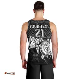 Custom Panthers Rugby Men Tank Top Penrith Hibiscus and Turtle With Polynesian Pattern