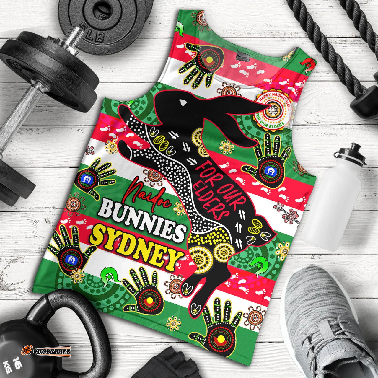 South Sydney Rabbitohs Men Tank Top - For Our Elders Aboriginal Inspired