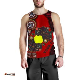 (Custom Text) Aboriginal Men's Tank Top, Australian Map Dots Pattern