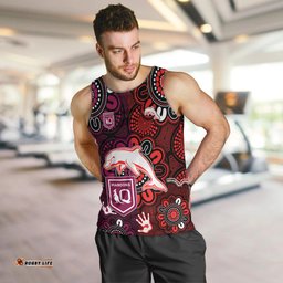NRL Dolphins Combine Queensland Origin Men Tank Top Indigenous Aboriginal Style